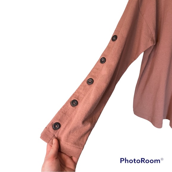 Madewell | EUC small light pink/peach button-sleeve turtleneck top - Picture 5 of 10